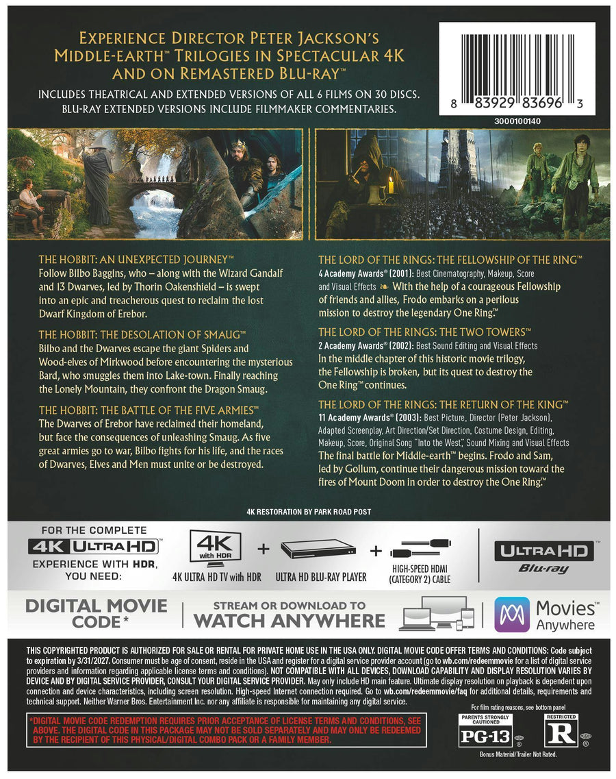 Middle-Earth 6-Film Collection (4K Ultra HD) [UHD]