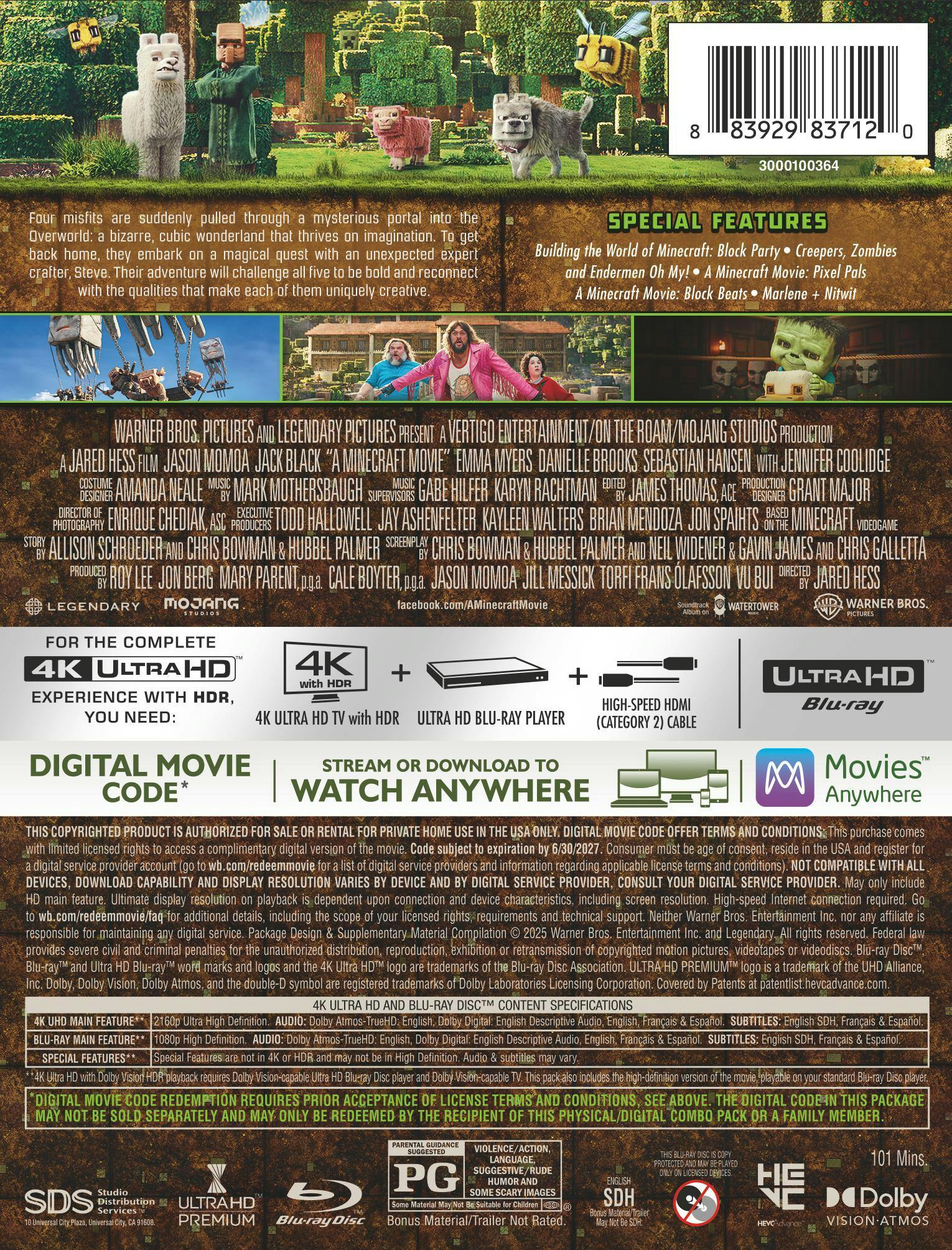 A Minecraft Movie (Limited Edition 4K Ultra HD Steelbook + Blu-ray