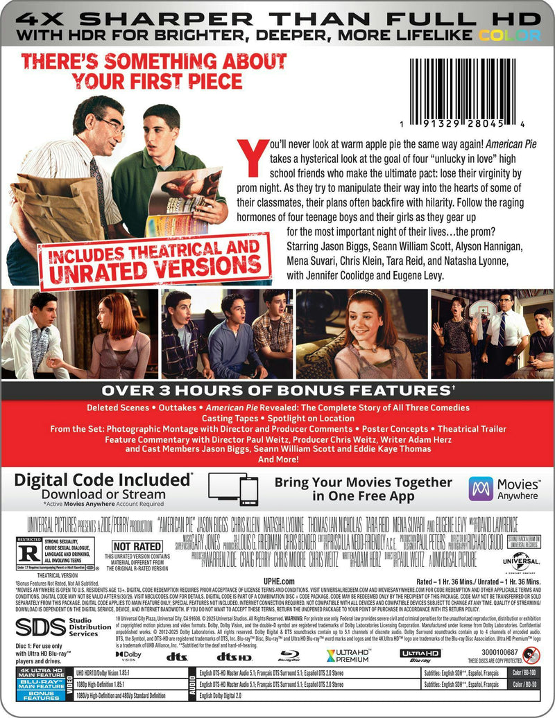 American Pie - Unrated (Limited Edition 4K Ultra HD Steelbook + Blu-ray + Digital) [UHD]