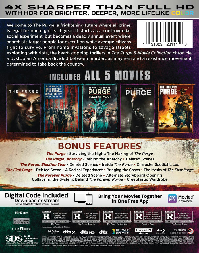 The Purge: 5-Movie Collection (4K Ultra HD + Blu-ray + Digital) [UHD]