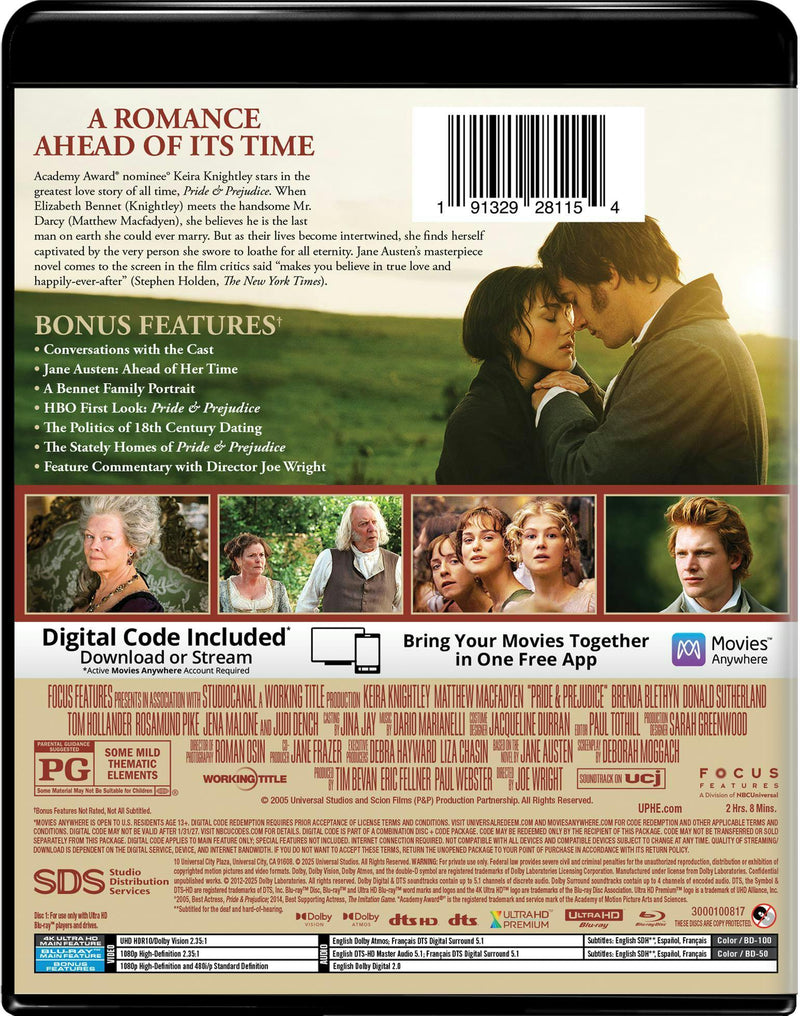 Pride & Prejudice (20th Anniversary) (4K Ultra HD + Blu-ray + Digital) [UHD]