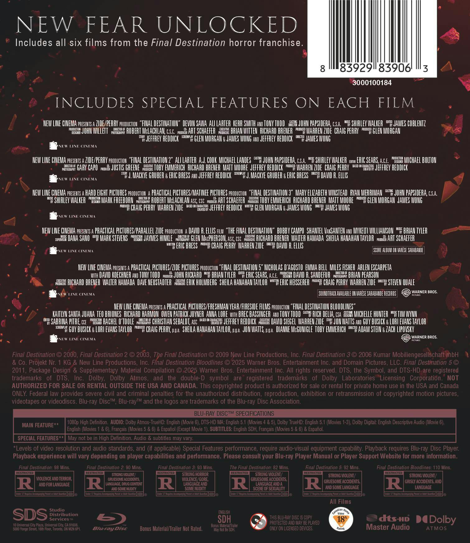 Final Destination 6-Film Collection (Blu-ray + Digital) [Blu-ray Final Destination 6-Film Collection (Blu-ray + Digital) [Blu-ray