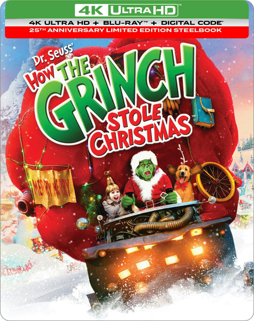 Dr Seuss How The Grinch Stole Christmas - 25th Anniversary Edition (Limited Edition 4K Ultra HD Steelbook + Blu-ray + Digital) [UHD]