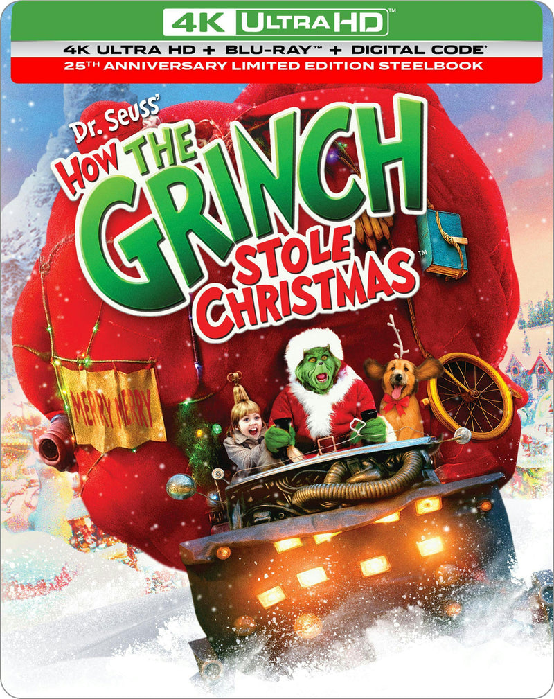 Dr Seuss How The Grinch Stole Christmas - 25th Anniversary Edition (Limited Edition 4K Ultra HD Steelbook + Blu-ray + Digital) [UHD]