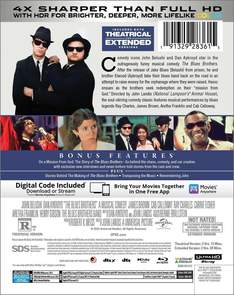 The Blues Brothers - 45th Anniversary (Limited Edition 4K Steelbook + Blu-ray + Digital) [UHD]