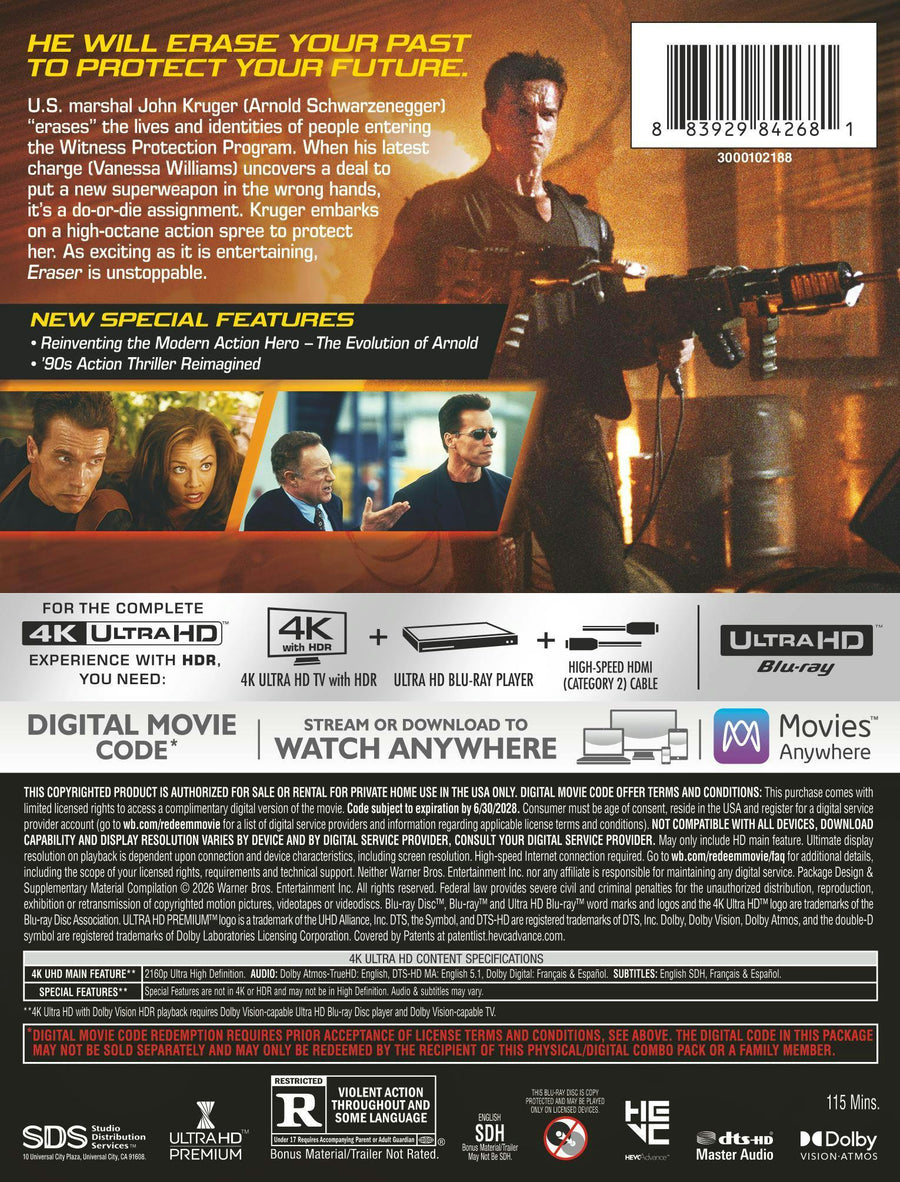Eraser 30th Anniversary Edition (Limited Edition 4K Ultra HD Steelbook + Digital) [UHD]
