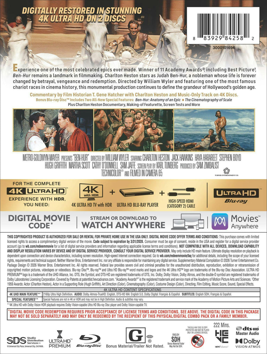 Ben-Hur (Limited Edition 4K Steelbook + Blu-ray + Digital) [UHD]