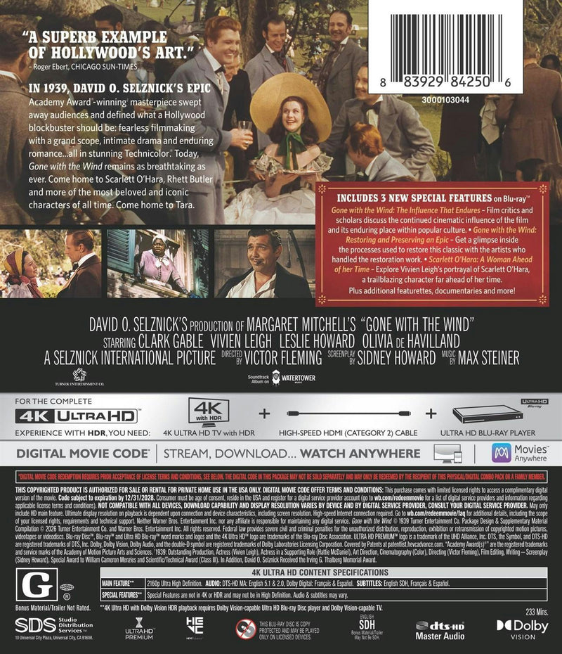 Gone With the Wind (4K Ultra HD + Digital) [UHD]