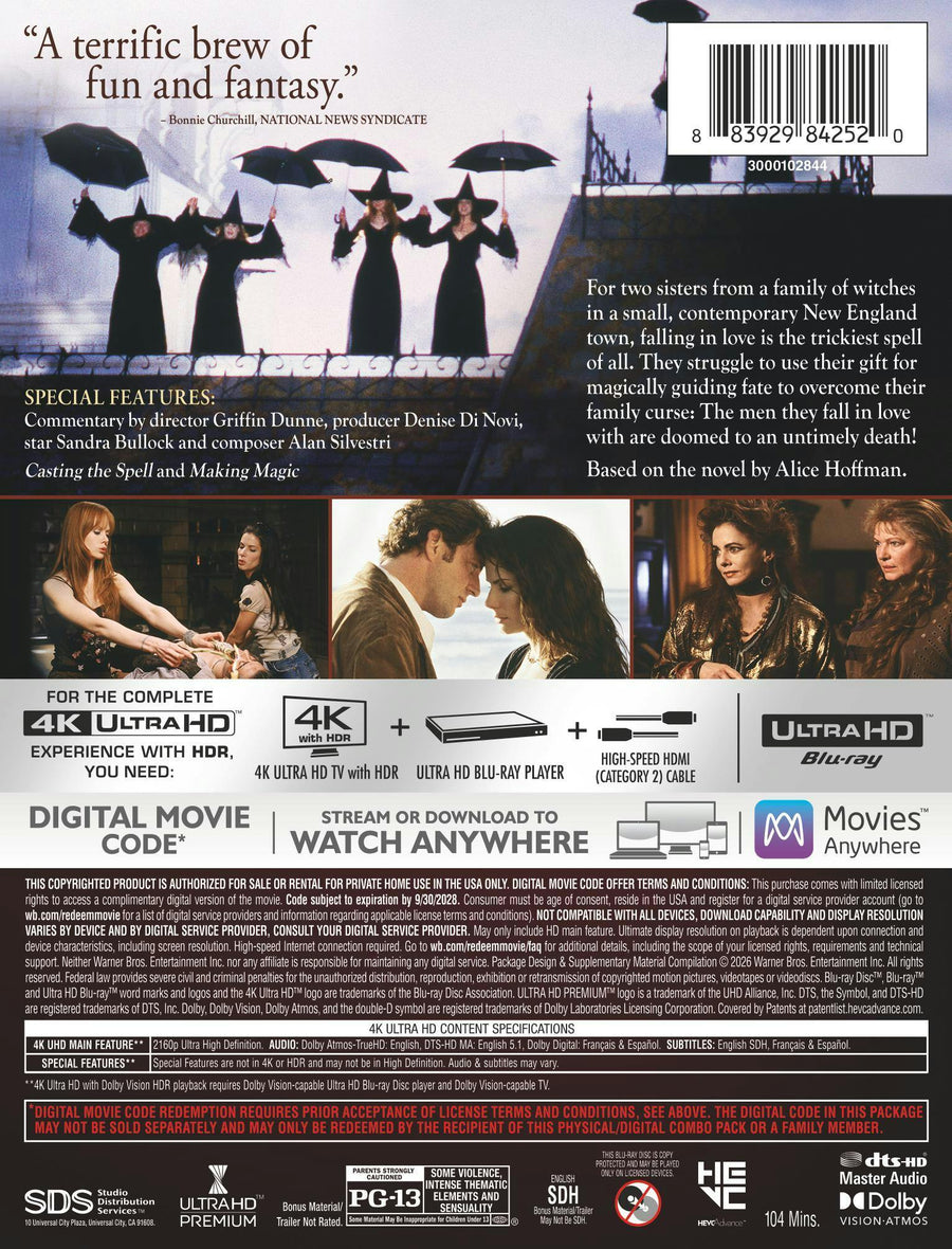 Practical Magic (Limited Edition 4K Ultra HD Steelbook + Digital) [UHD]