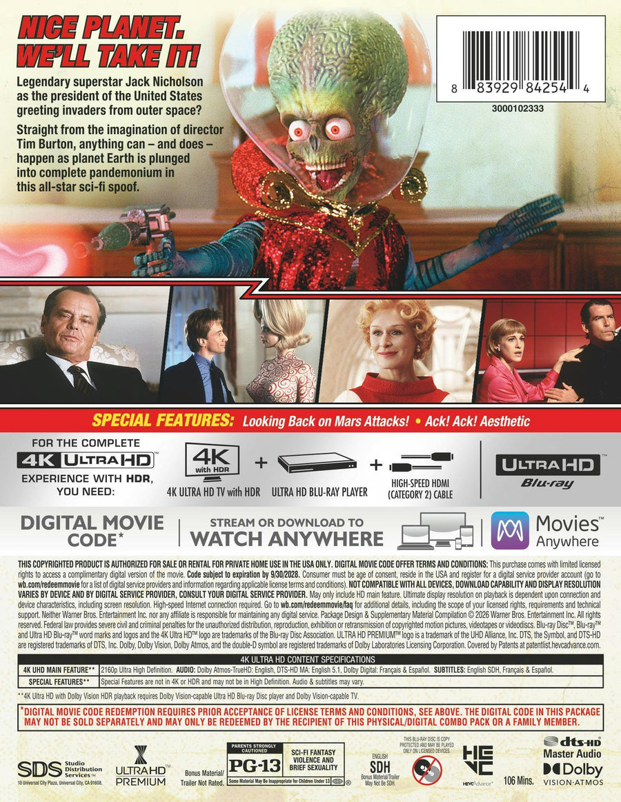 Mars Attacks! (Limited Edition 4K Ultra HD Steelbook + Digital) [UHD]