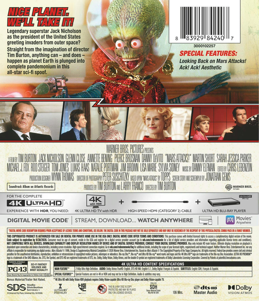 Mars Attacks! (4K Ultra HD + Digital) [UHD]