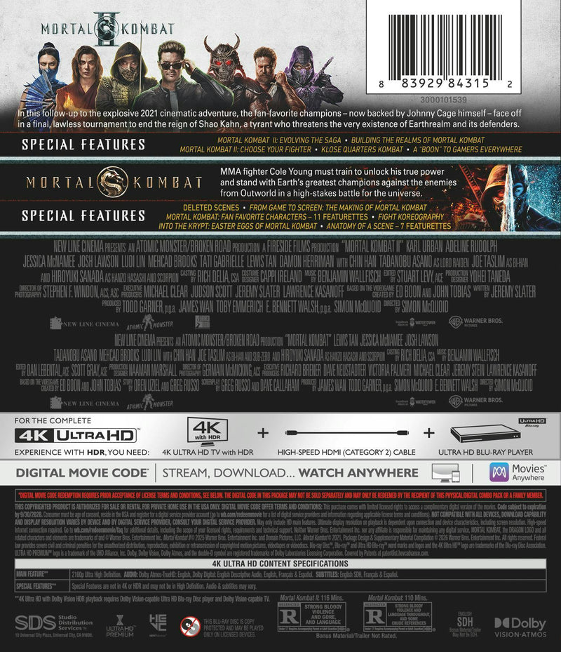 Mortal Kombat 2-Film Collection (4K Ultra HD + Digital) [UHD]