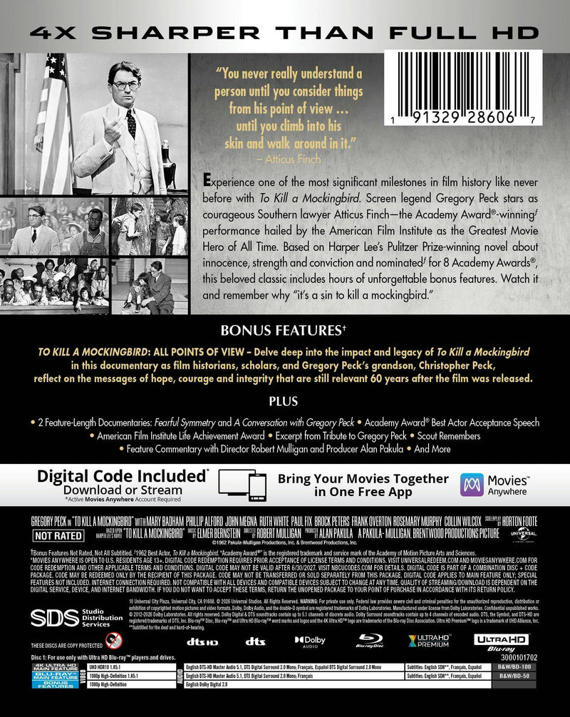 To Kill a Mockingbird (Limited Edition 4K Ultra HD Steelbook + Blu-ray + Digital) [UHD]