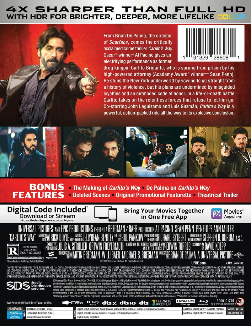 Carlito's Way (Limited Edition 4K Ultra HD Steelbook + Blu-ray + Digital) [UHD]