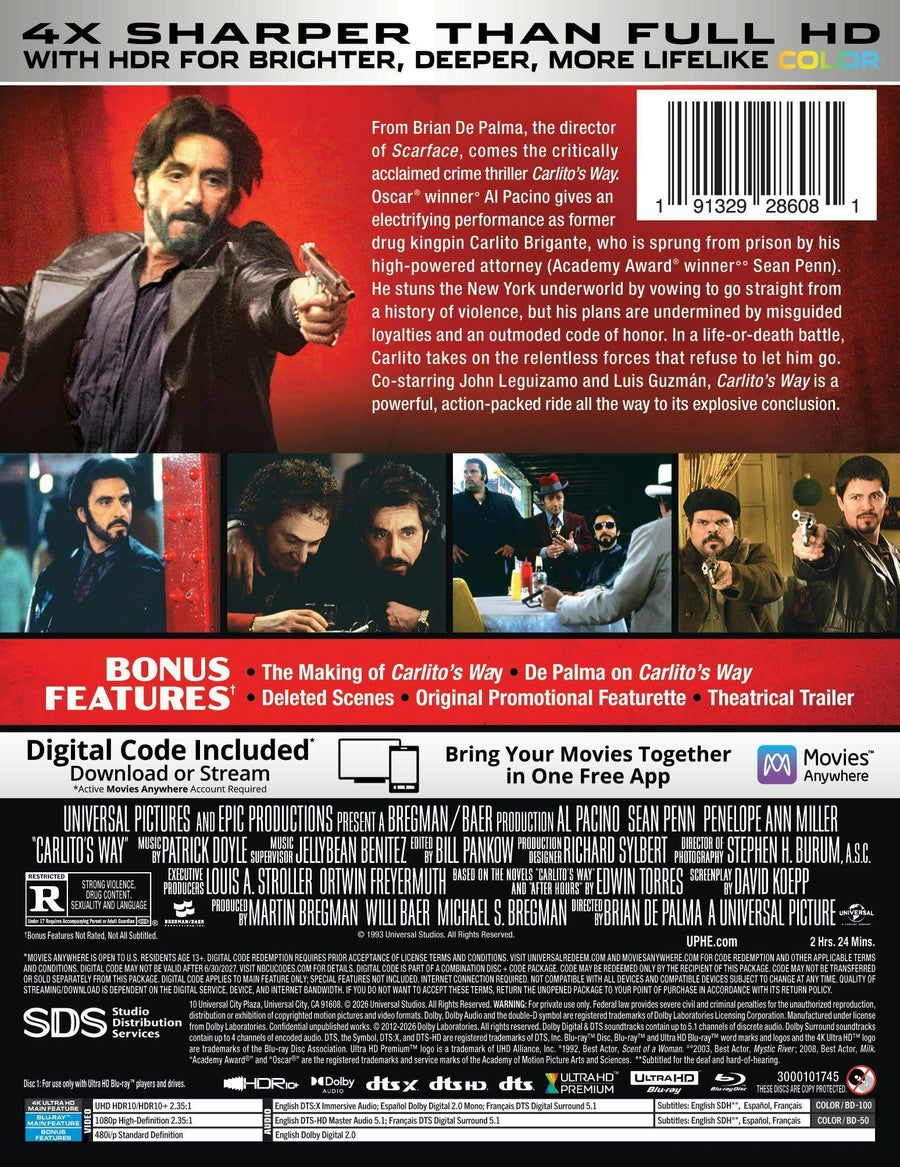 Carlito's Way (Limited Edition 4K Ultra HD Steelbook + Blu-ray + Digital) [UHD]