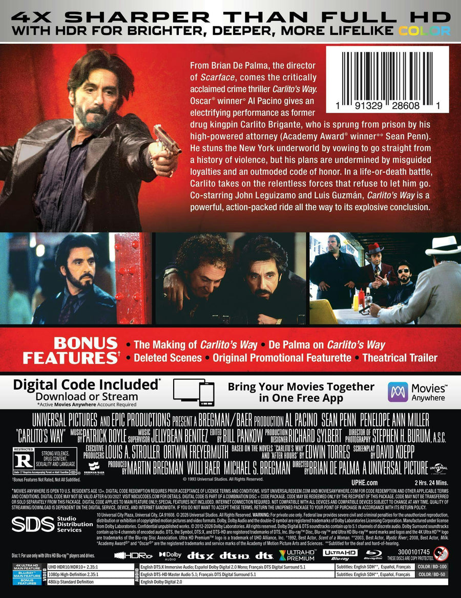 Carlito's Way (Limited Edition 4K Ultra HD Steelbook + Blu-ray + Digital) [UHD]
