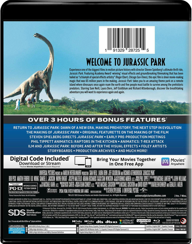 Jurassic Park (4K Ultra HD + Blu-ray + Digital (Dolby Vision + Dolby Atmos Version)) [UHD]