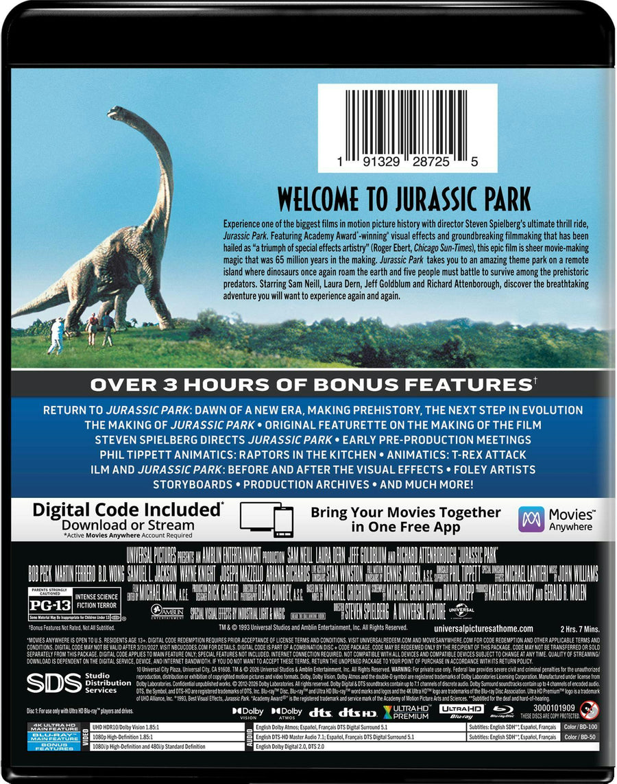 Jurassic Park (4K Ultra HD + Blu-ray + Digital (Dolby Vision + Dolby Atmos Version)) [UHD]