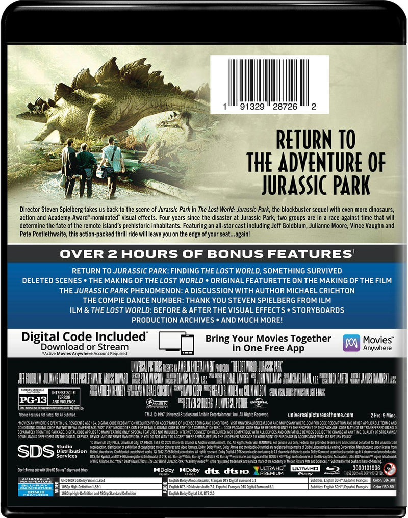 The Lost World: Jurassic Park (4K Ultra HD + Blu-ray + Digital - Dolby Vision + Dolby Atmos Version) [UHD]