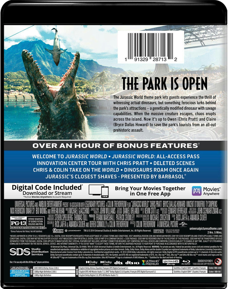 Jurassic World (4K Ultra HD + Blu-ray + Digital - Dolby Vision + Dolby Atmos Version) [UHD]