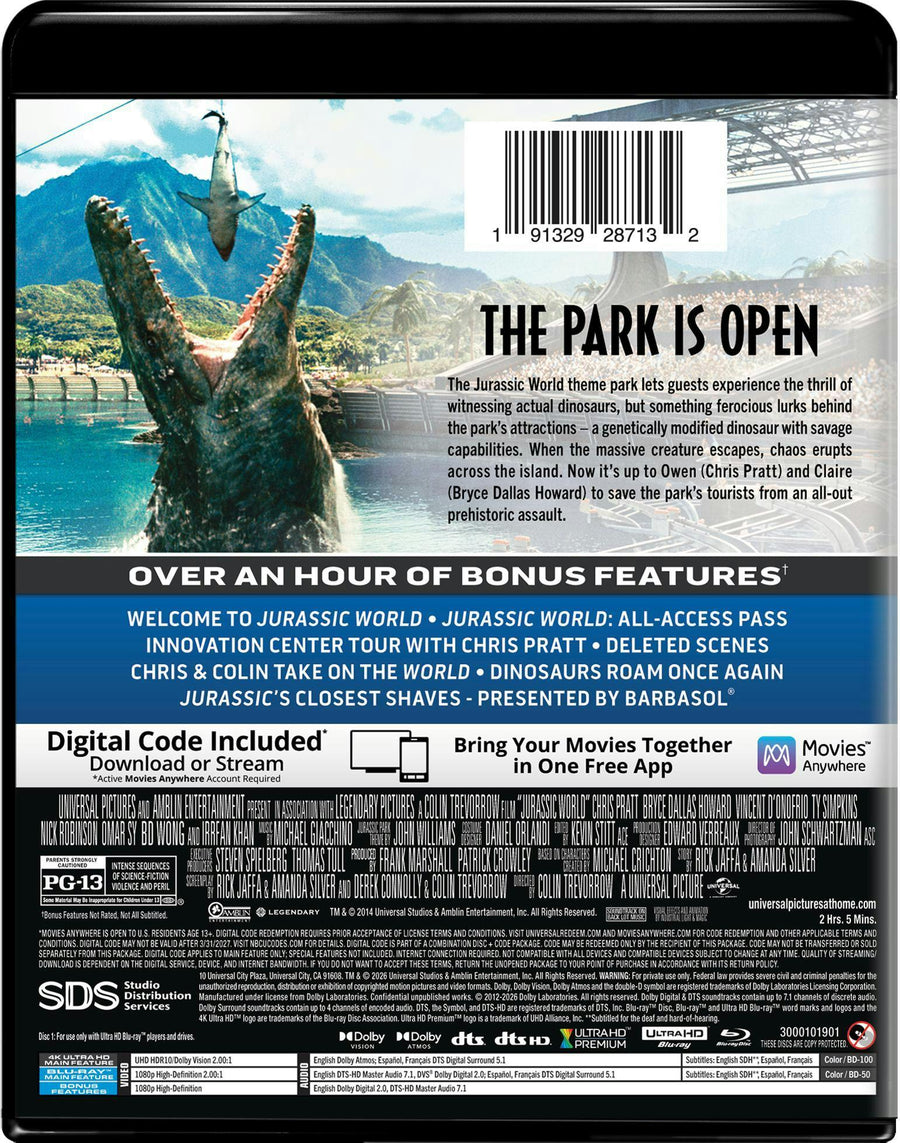 Jurassic World (4K Ultra HD + Blu-ray + Digital - Dolby Vision + Dolby Atmos Version) [UHD]