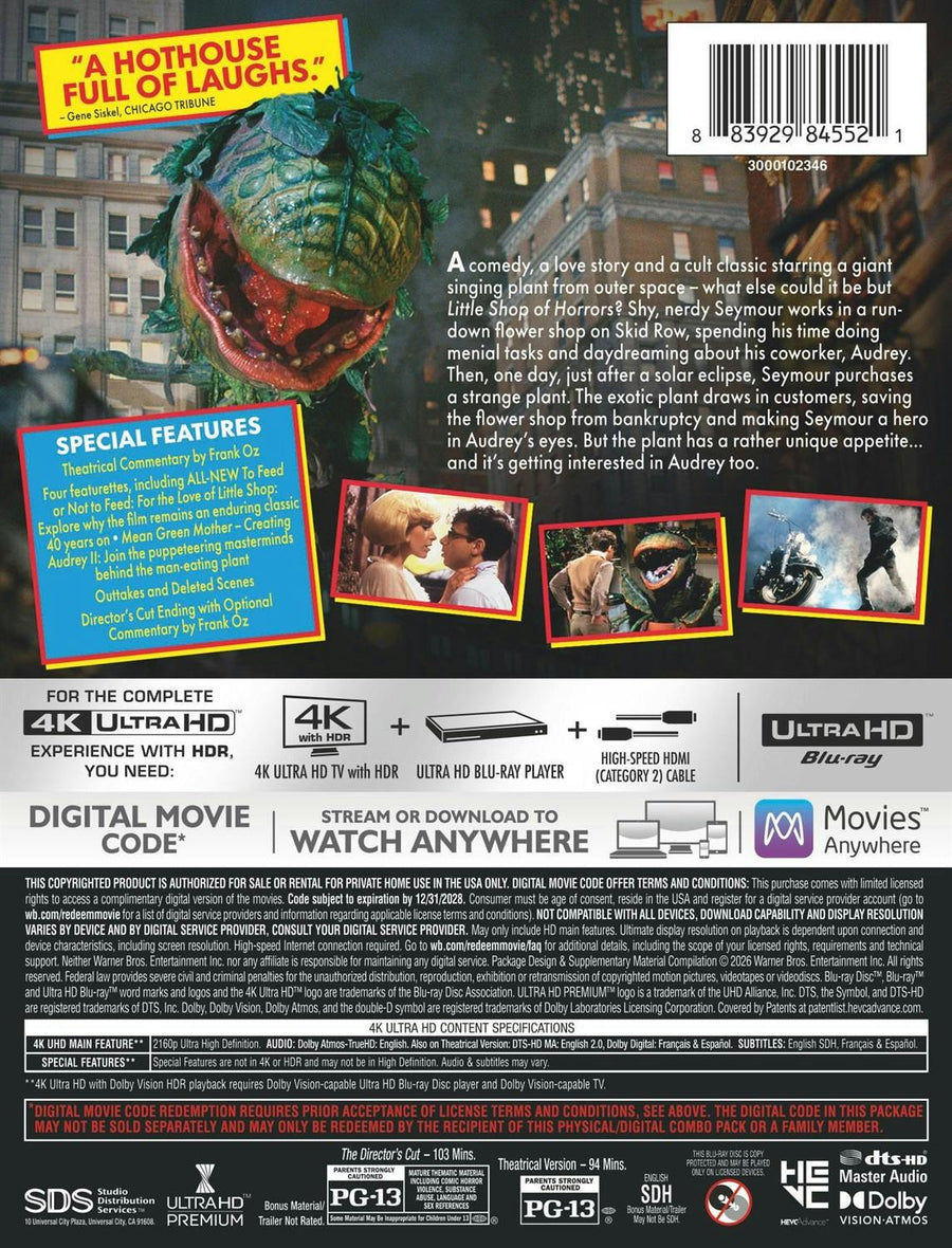 Little Shop of Horrors: Director's Cut & Theatrical (Limited Edition 4K Ultra HD Steelbook + Digital) [UHD]