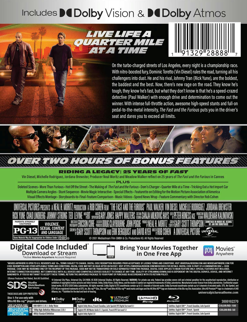 The Fast and The Furious 25th Anniversary (Limited Edition 4K Ultra HD Steelbook + Blu-ray + Digital) [UHD]