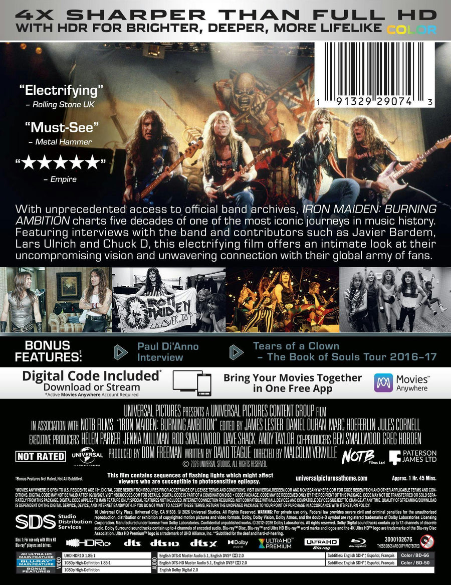 Iron Maiden: Burning Ambition  (Limited Edition 4K Ultra HD Steelbook + Blu-ray + Digital) [UHD]