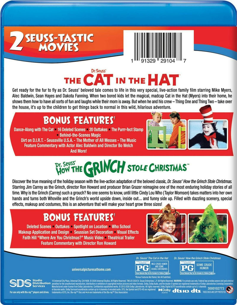 Dr. Seuss' The Cat in the Hat / Dr. Seuss' How the Grinch Stole Christmas 2-Movie Collection [Blu-ray]