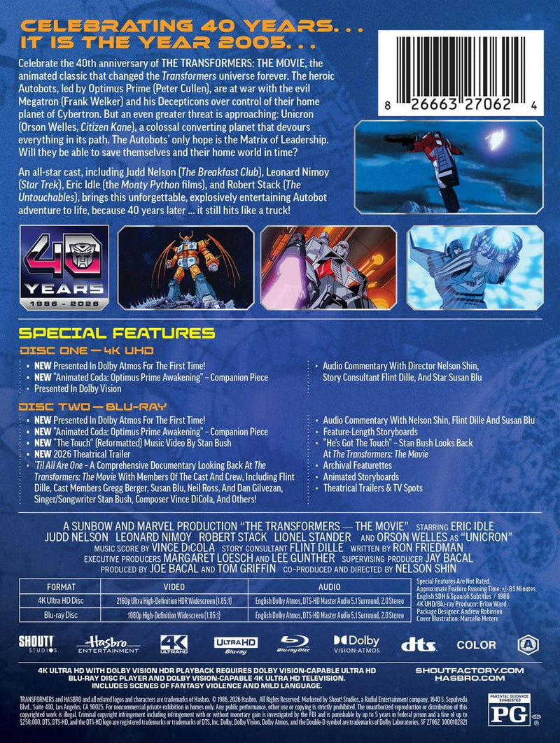 The Transformers: The Movie 40th Anniversary Edition (Limited Edition 4K Ultra HD Steelbook + Blu-ray) [UHD]