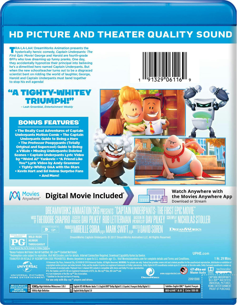 Captain Underpants: The First Epic Movie [Blu-ray]