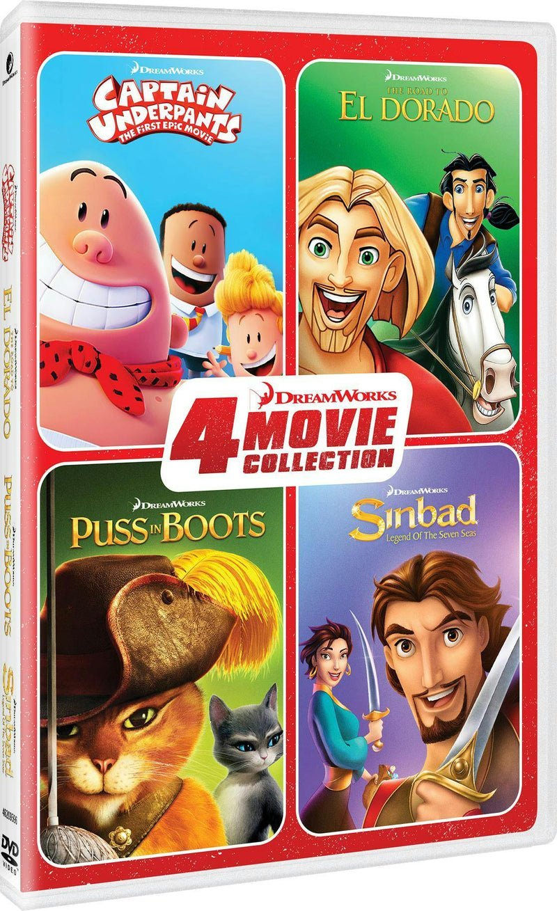 DreamWorks 4-Movie Collection (Captain Underpants: The First Epic Movie / The Road to El Dorado / Puss in Boots / Sinbad: Legend of the Seven Seas) [D