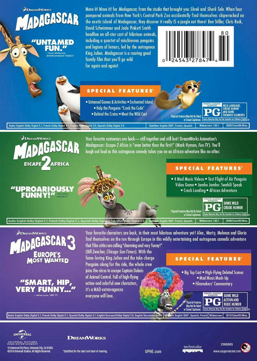 Madagascar 3-Movie Collection (Madagascar / Madagascar: Escape 2 Africa / Madagascar 3: Europe's Most Wanted) [DVD]