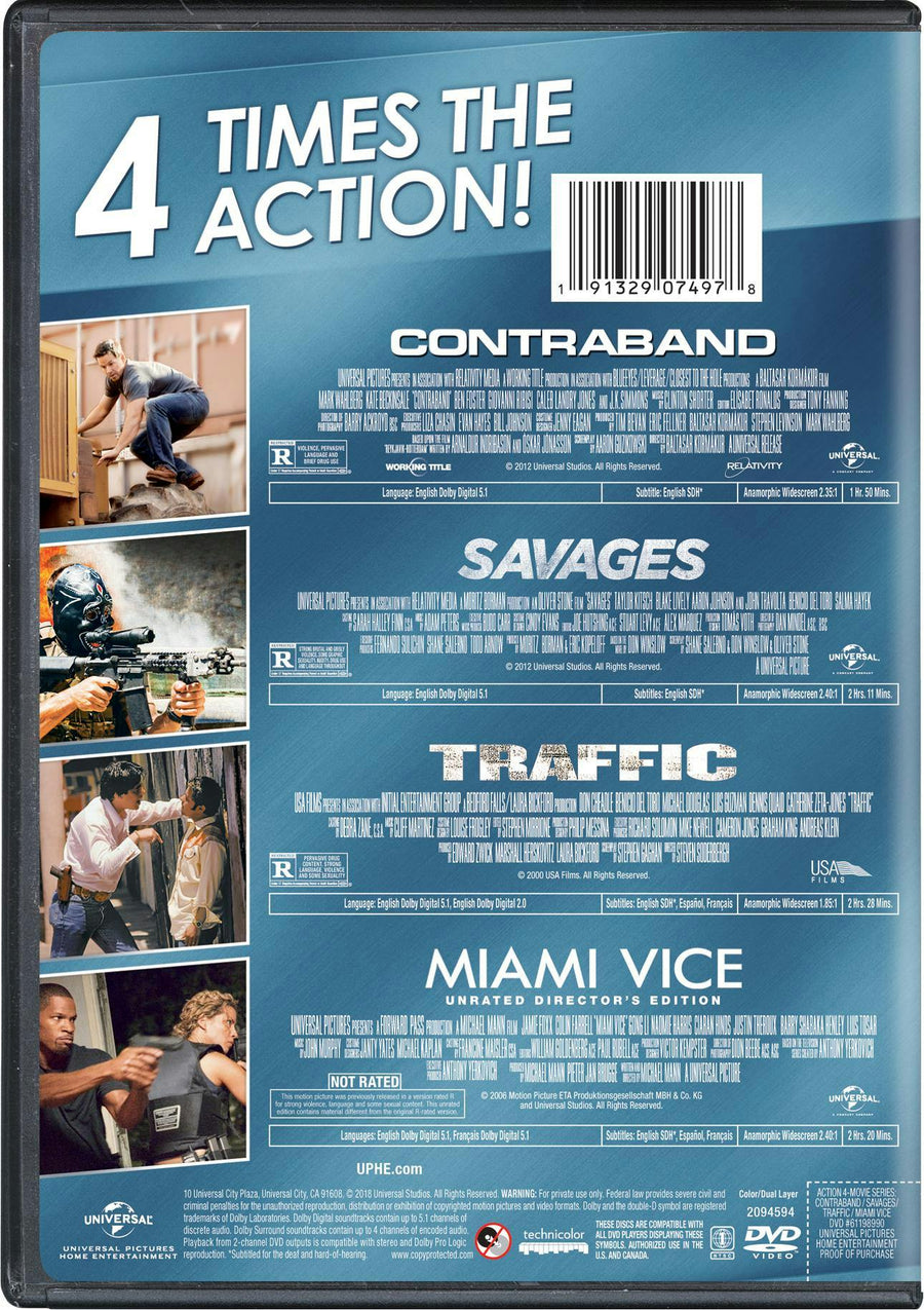 4-Movie Action Collection (Contraband / Savages / Traffic / Miami Vice) [DVD]