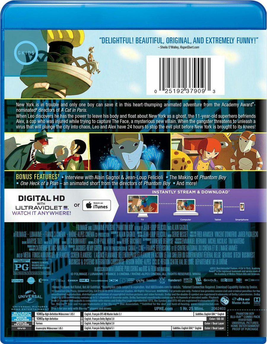 Phantom Boy (DVD + Digital) [Blu-ray]
