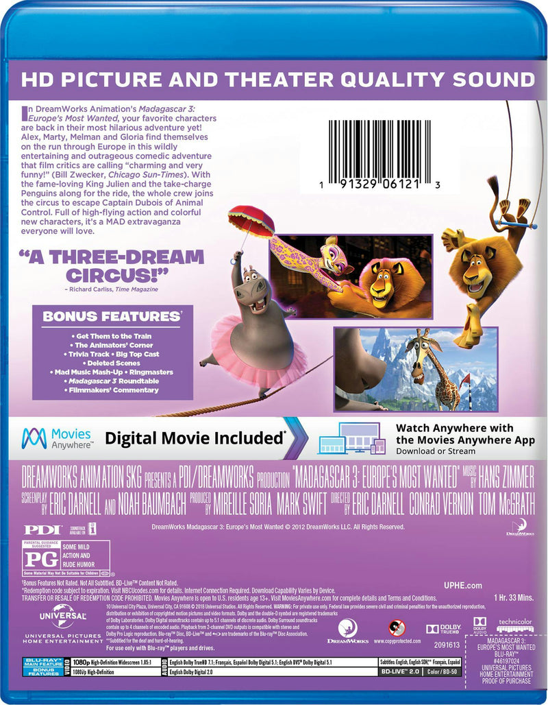 Madagascar 3 - Europe's Most Wanted (Blu-ray New Box Art) [Blu-ray]
