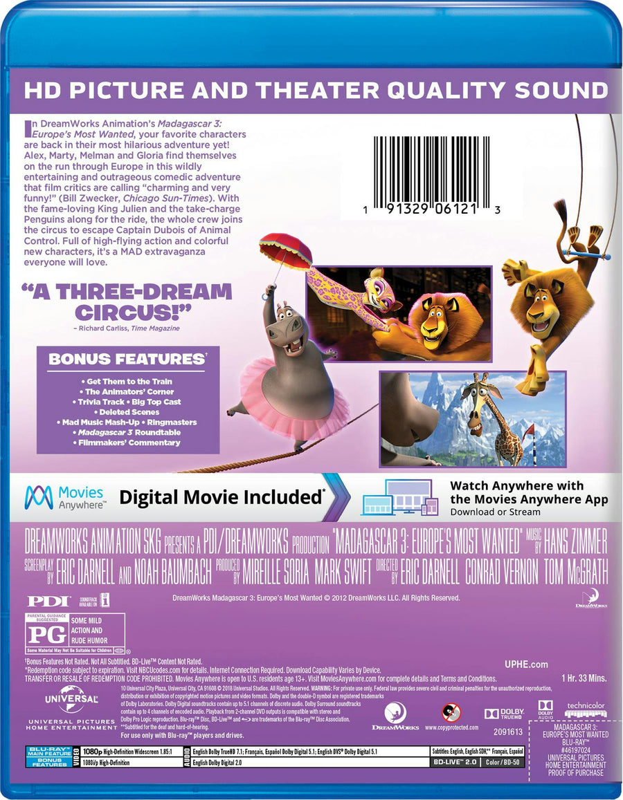Madagascar 3 - Europe's Most Wanted (Blu-ray New Box Art) [Blu-ray]
