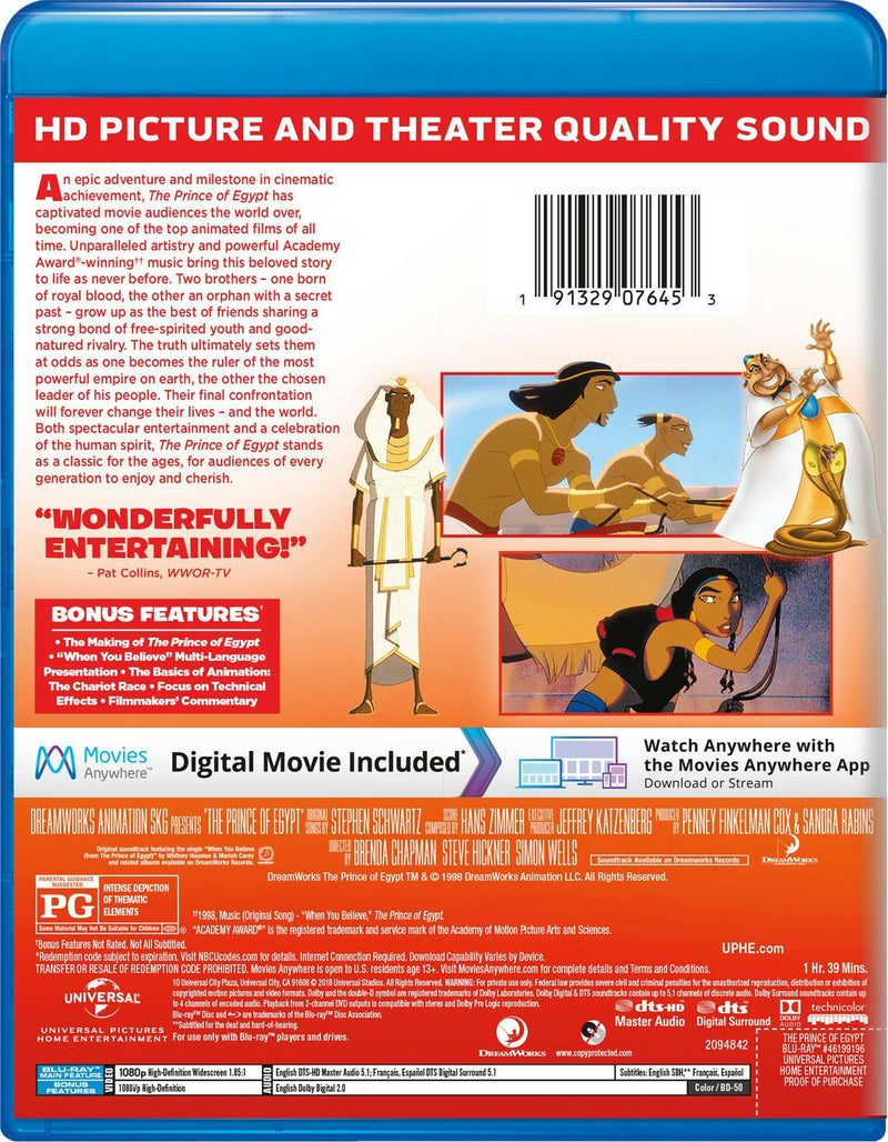 The Prince of Egypt (Blu-ray + Digital HD) [Blu-ray]
