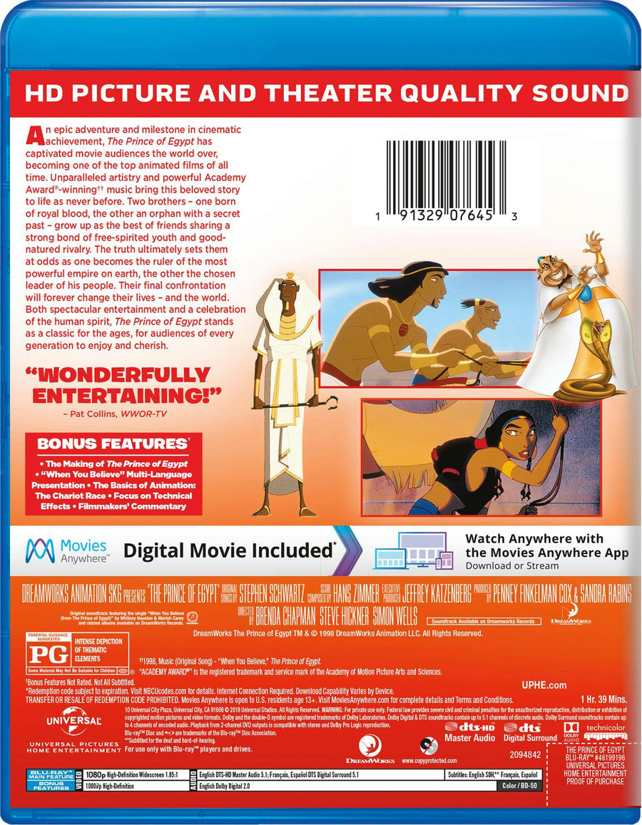 The Prince of Egypt (Blu-ray + Digital HD) [Blu-ray]