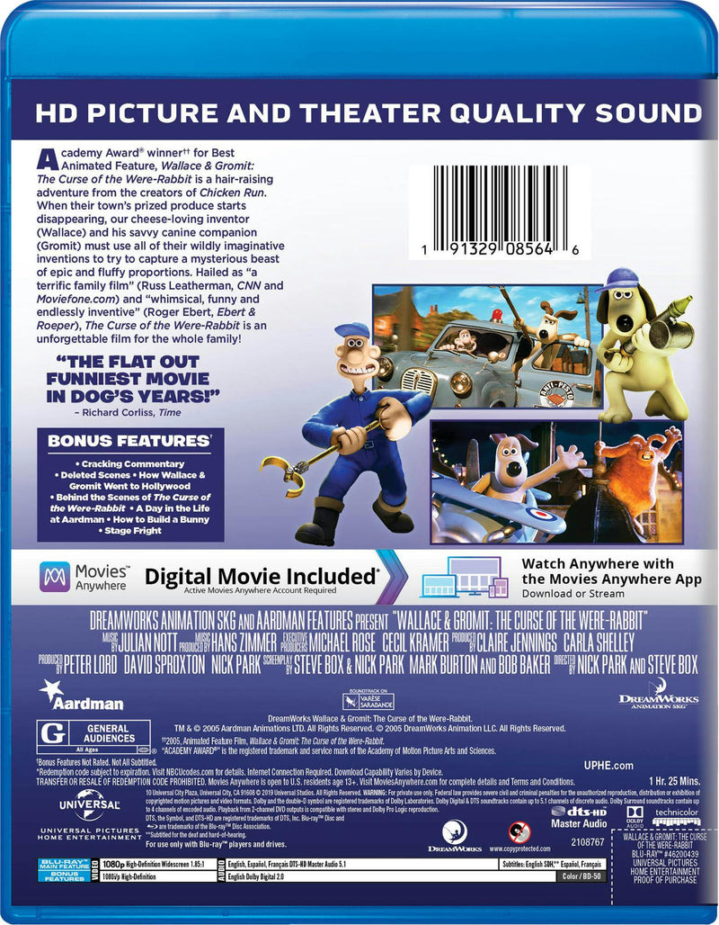 Wallace and Gromit: The Curse of the Were-rabbit (Blu-ray + Digital Copy) [Blu-ray]