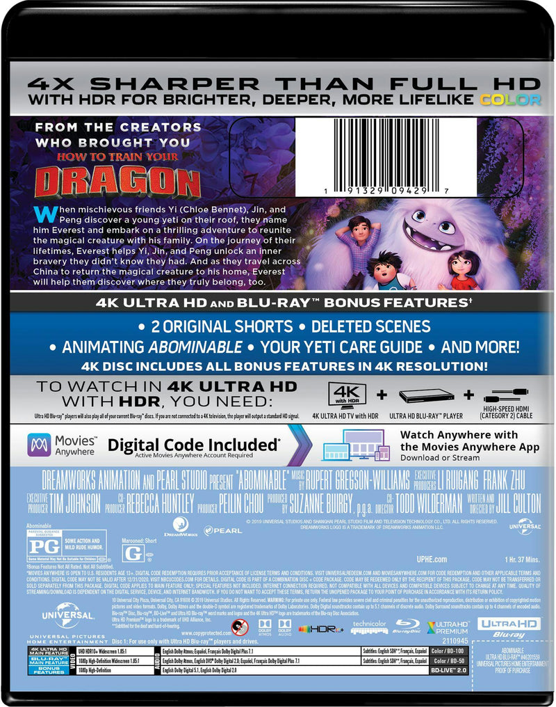 Abominable (4K Ultra HD + Blu-ray + Digital Download) [UHD]