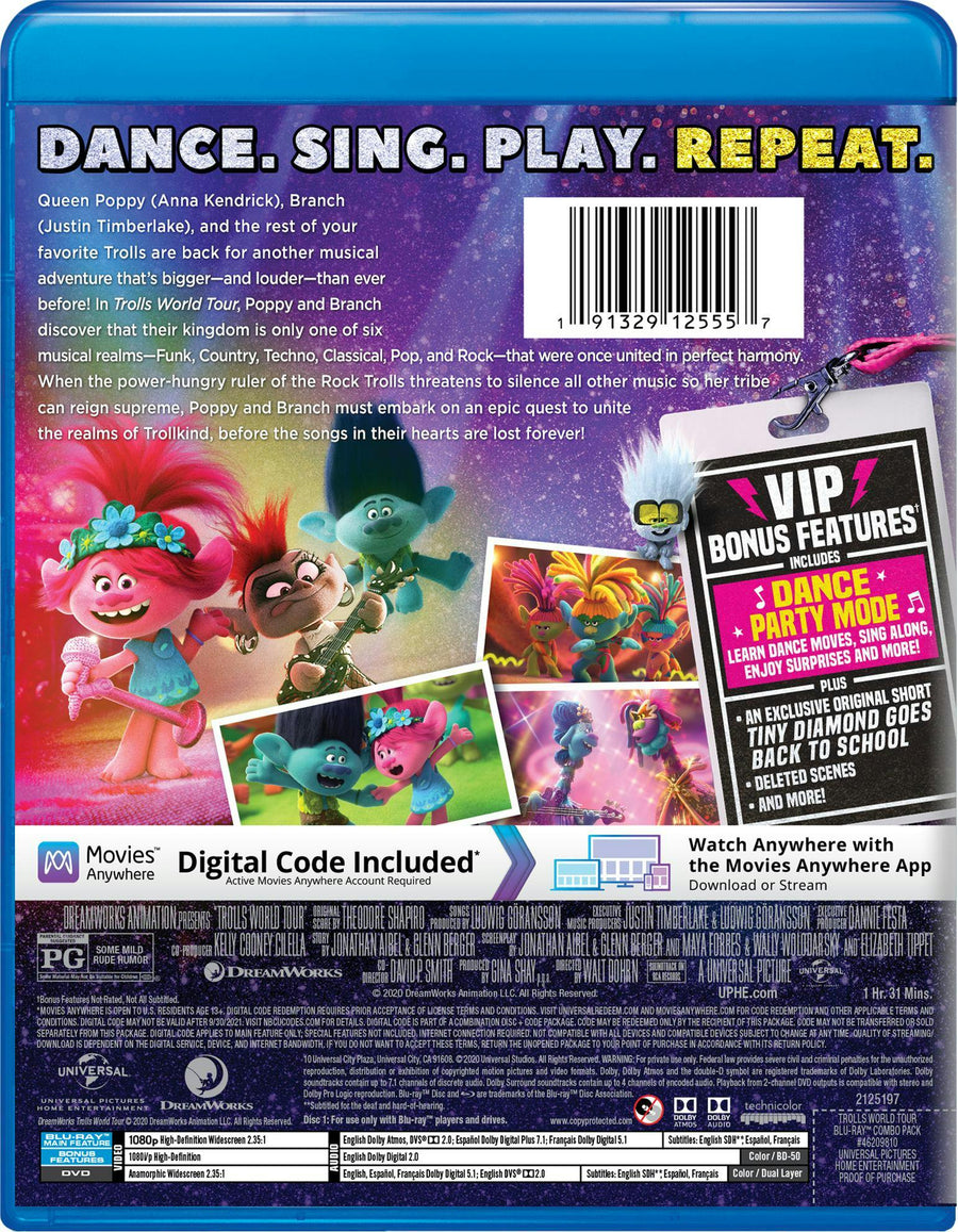 Trolls World Tour (Dance Party Edition DVD + Digital) [Blu-ray]
