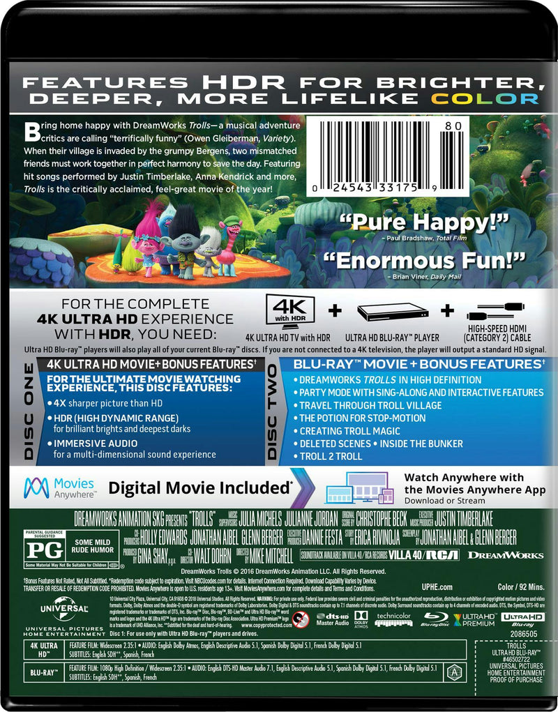 Trolls (4K Ultra HD + Blu-ray + Digital HD) [UHD]