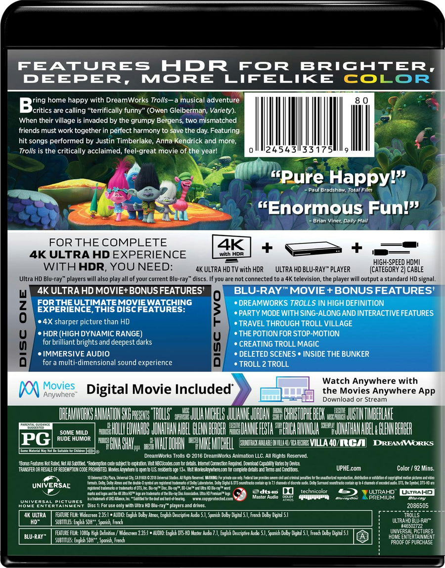 Trolls (4K Ultra HD + Blu-ray + Digital HD) [UHD]