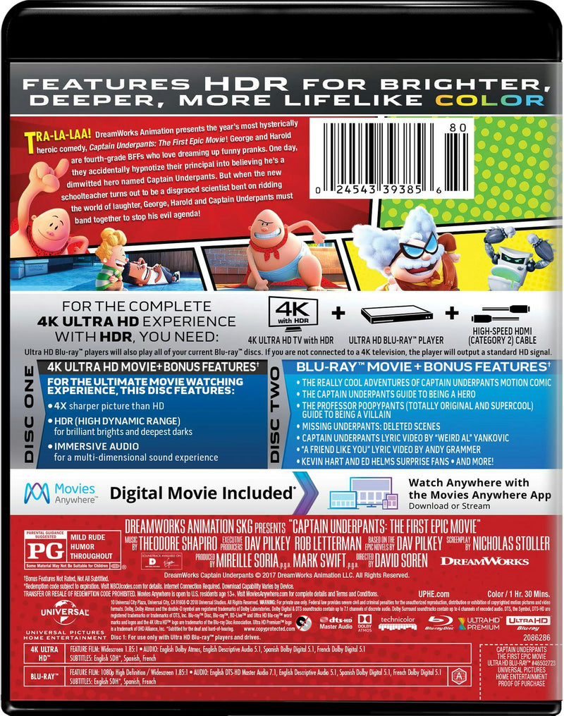 Captain Underpants: The First Epic Movie (4K Ultra HD) [UHD]