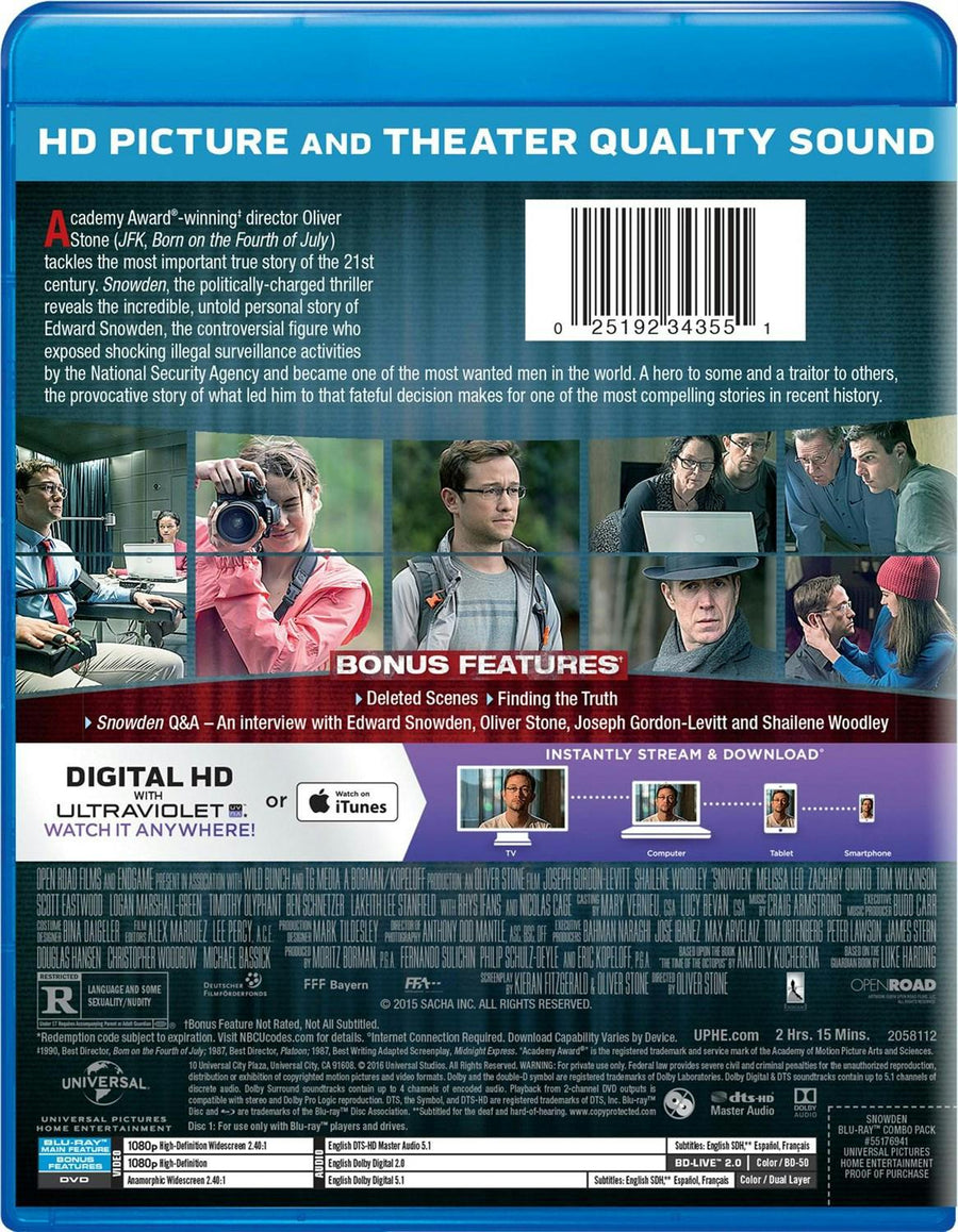 Snowden (DVD + Digital) [Blu-ray]