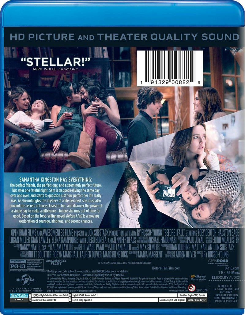 Before I Fall (DVD + Digital) [Blu-ray]