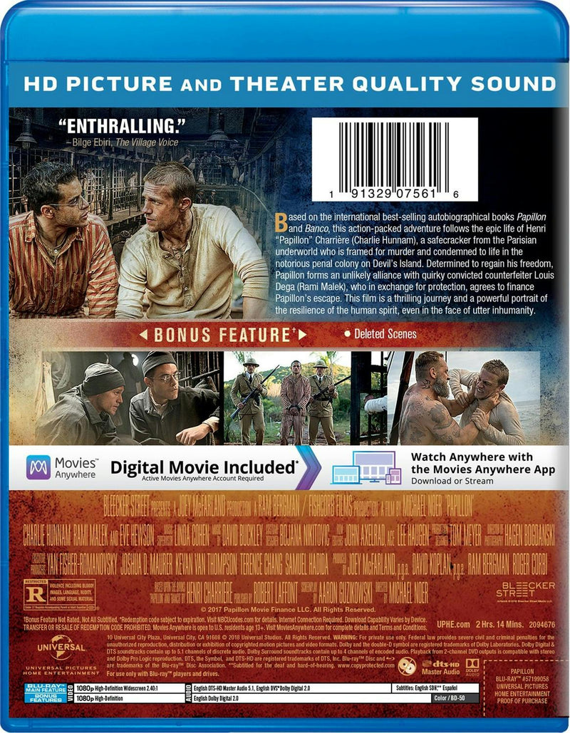 Papillon (Blu-ray + Digital HD) [Blu-ray]