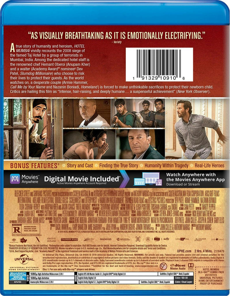 Hotel Mumbai (DVD + Digital) [Blu-ray]