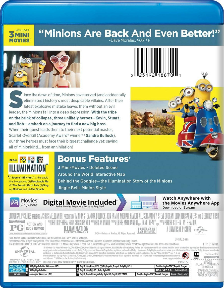 Minions (DVD + Digital) [Blu-ray]